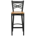 thumbnail image 6 of Flash Furniture HERCULES Series Black ''X'' Back Metal Restaurant Barstool - Natural Wood Seat, 6 of 7