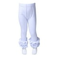thumbnail image 2 of Weebloom Fashion Pants For Teen Girls Leggings Ribbed Lace Trim Footless Ruffle Tight Stocking Bottom Sweatpants Leisure Activewear,2-3 Years, 2 of 3