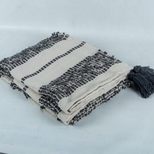 Mineral striped throw 50"x60" - Blue grey