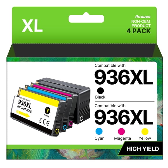 Cartuchos de tinta Acaves 936XL de alto rendimiento, paquete de 4