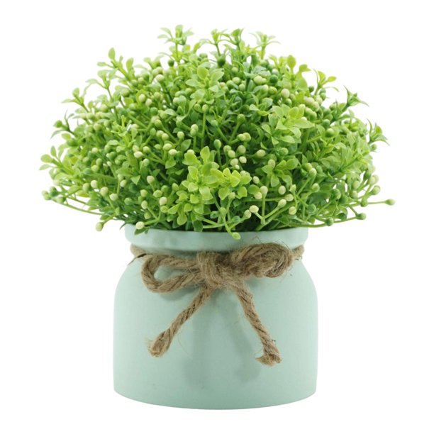 Pequeñas plantas artificiales en maceta, orquídea artificial, flor de frijol en maceta, arreglo floral Olla verde