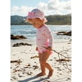 thumbnail image 4 of BemeyourBBs Toddler Baby Girls Bow Striped One Piece Swimsuit with Sun Hat Infant Girl Bathing Suit Long Sleeve Rash Guard Back Zipper Ruffled Trim Swimwear Summer Beachwear, 4 of 9