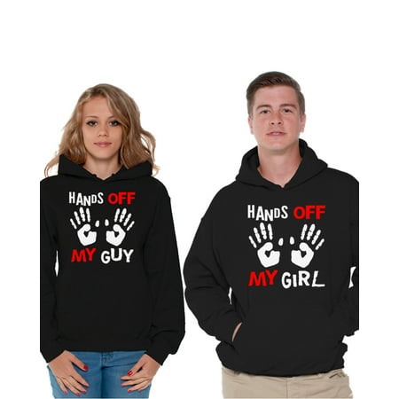 Awkward Styles Boyfriend Girlfriend Couple Hoodies Hands Off My Guy Sweatshirt Hands Off My Girl Sweater Matching Valentines Day Outfit for Couples His and Hers Sweater Funny Matching Couple