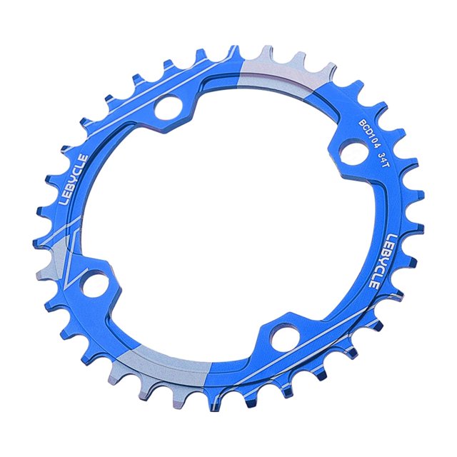 Plato ancho estrecho 104 BCD rueda de cadena de bicicleta redonda única para bicicleta de montaña 34T Azul kusrkot Plato de bicicleta de montaña