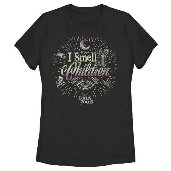 Women's Hocus Pocus Witches Smell Children Graphic Tee Black Small