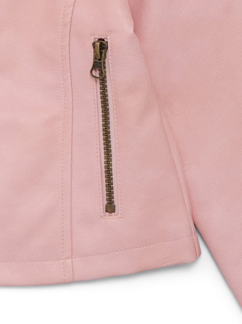 Jessica Simpson Girls Faux Leather Ruffle Moto Jacket, XS-2XL