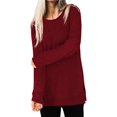 thumbnail image 2 of Sweaters for Women Long Sleeve Crew Neck Solid Color Trendy Tops, 2 of 5