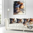 thumbnail image 3 of Designart Woman with White Horse Eagles - Indian Throw Pillow - 18x18, 3 of 5