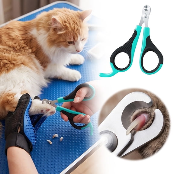 Curved Safety Pet Nail Scissors Rounded Tip Grooming Clipper Non Slip Ergonomic Handle For Household Companion Cat Dog Paw Trimming Daily Care Supply
