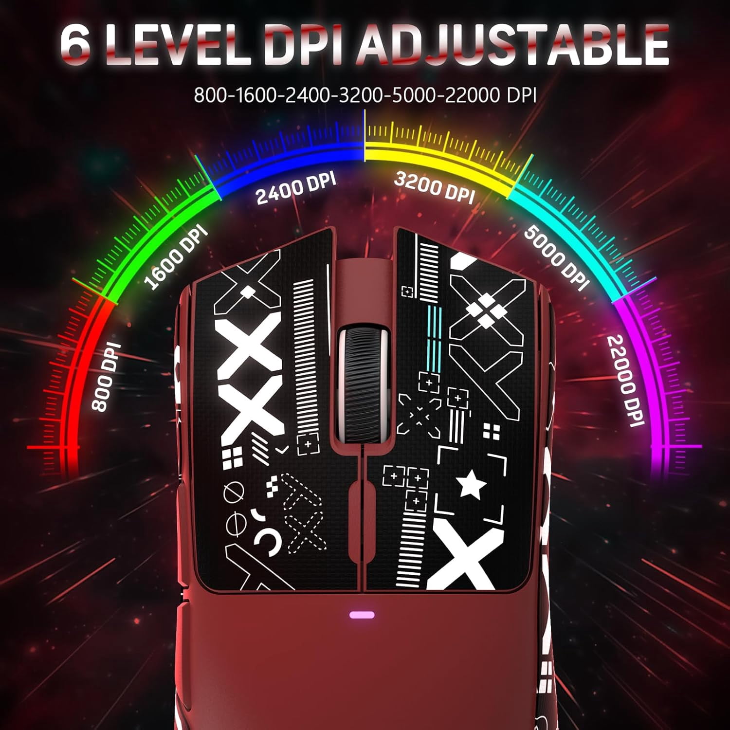 ATTACK SHARK X11 Wireless Gaming Mouse with RGB Magnetic Charging Dock, PixArt PAW3311 Sensor, Ultralight 59g Tri-Mode Gaming Mouse with Tape, Wired/2.4G/BT, 22K DPI for PC/Mac-Red&Tape