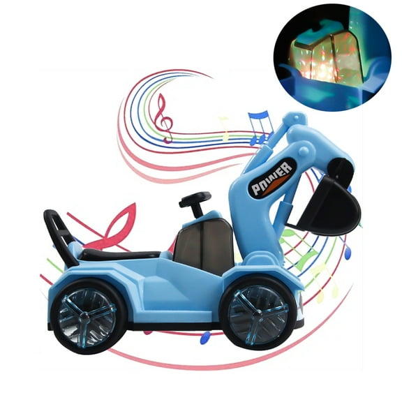 HAOAN Kids Excavator Toy, Play Excavator with 4D Lights and Music, Vehicle Toys Gifts for Kids Boys and Girls, Blue