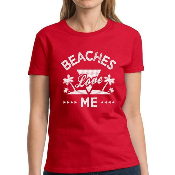Beaches Love Me White Shirt for Women - S M L XL 2XL 3XL Summer Vacation Graphic Tee - T-Shirt Pool Party Tee Gift