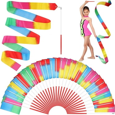 30 Pack Ribbon Dancer Wands for Kids Party Favors Goodie Bags Stuffer Dance Ribbons Rainbow Streamers Rhythmic Birthday Decorations for Gymnastics Pretend Play Princess Party Supplies Gift