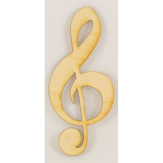 Package Of 10, Treble Clef Wood Cutout 4.5 " X 2 "