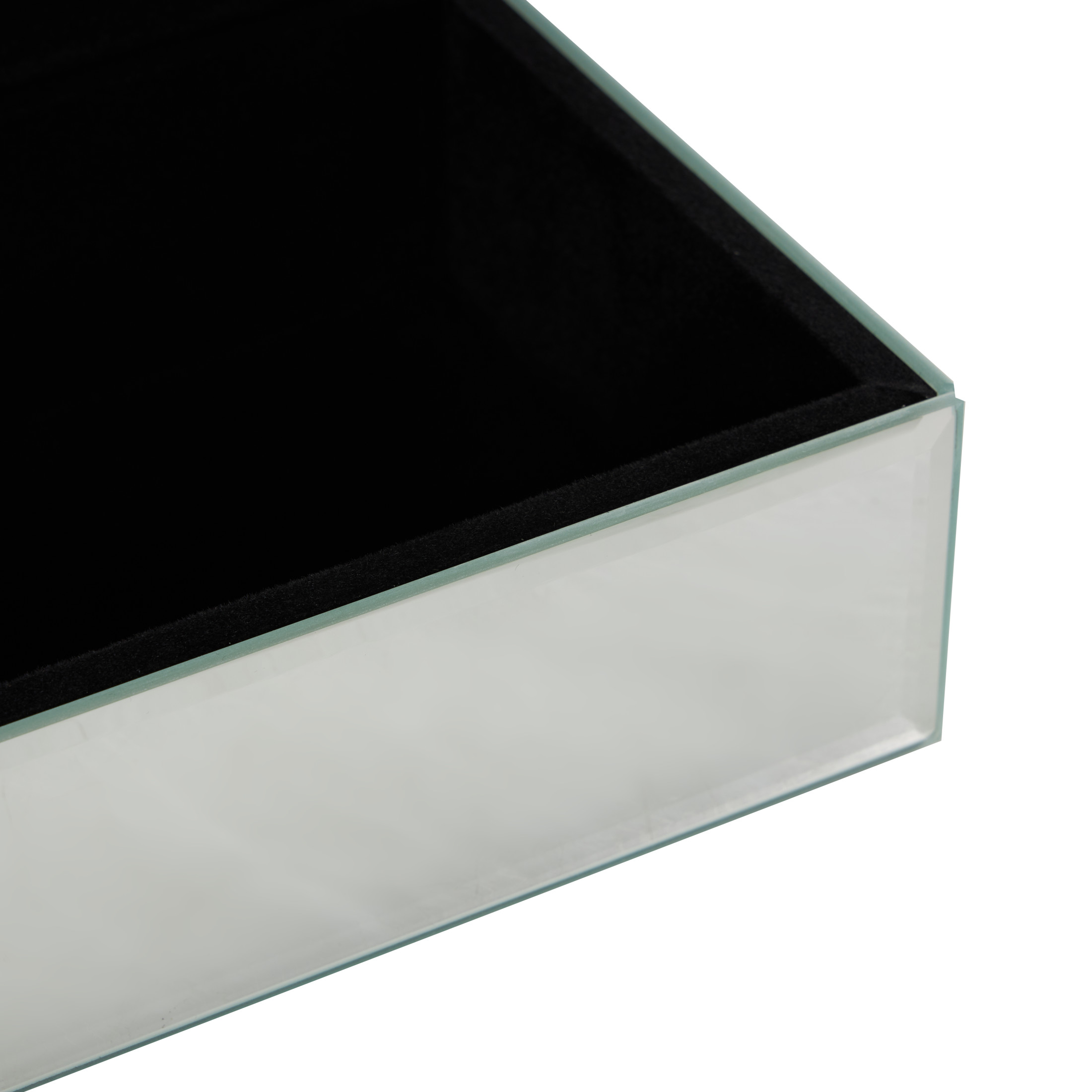 DecMode Mirrored Silver Glass Decorative Jewelry Box with Pink Bubble Textured Balls