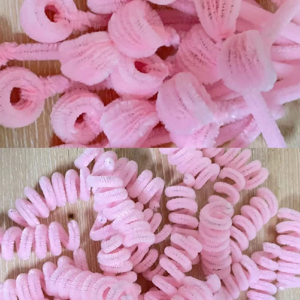 100Pcs Pink Pipe Cleaners Chenille Stem for DIY  Crafts,Arts,Wedding,Home,Party,Valentine's Day Holiday Decoration 6 mm x 12  Inch 