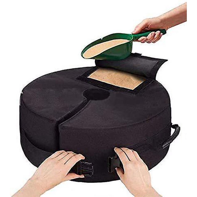 Bolsa de peso para paragüeros, base de paragüero redonda desmontable de 18", bolsa de arena para base de paragüero de patio, para exteriores, portátil, resistente, base de paragüero L
