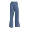 thumbnail image 7 of HKYNLAG Straight Leg Jeans for Women High Waisted Wide Leg Loose Stretchy Boyfried Denim Pants Blue S, 7 of 7