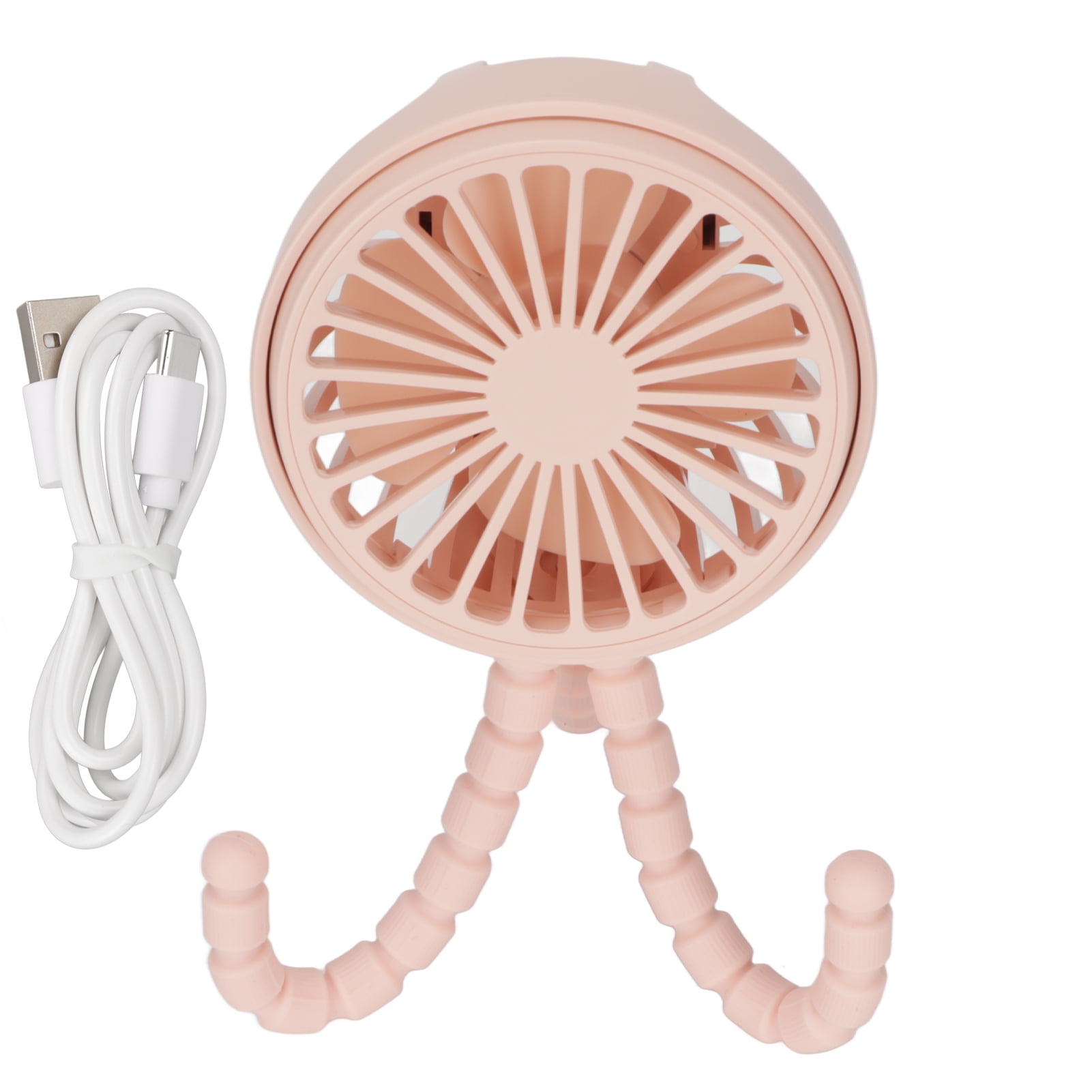 Portable Fan, Rechargeable USB Desk Fan 360? Rotatable 0.8-3.4W ABS With Flexible Tripod For Office For Camping Pink
