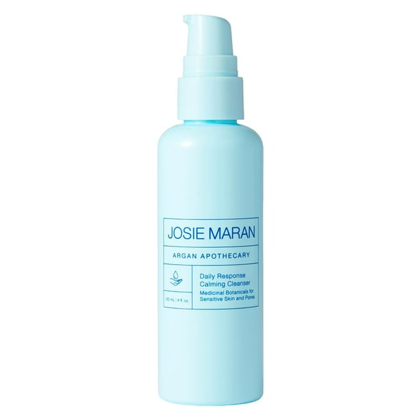 Josie Maran Argan Apothecary Limpiador facial calmante de respuesta diaria - Jabón facial exfoliante suave para poros y piel sensible - Con aceite de argán orgánico, ácido salicílico y aceite de árbol