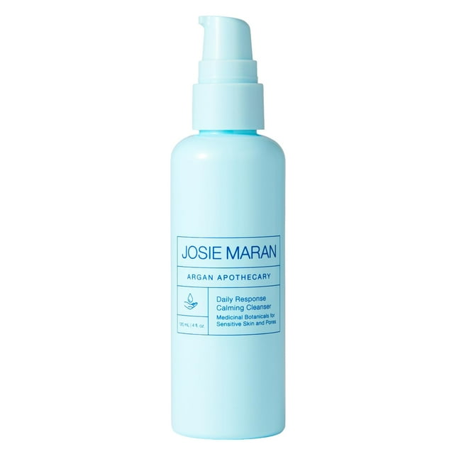 Josie Maran Argan Apothecary Limpiador facial calmante de respuesta diaria - Jabón facial exfoliante suave para poros y piel sensible - Con aceite de argán orgánico, ácido salicílico y aceite de árbol