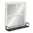 thumbnail image 1 of Kate and Laurel Jackson Distressed Wood Windowpane Mirror with Metal Shelf, White, 1 of 10