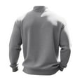 thumbnail image 4 of Men's Quarter Zip Sweatshirts Lightweight Lapel Collar Solid Quilted Knit Sweaters 2025 Fall Stylish Casual Tops Light Gray S, 4 of 4