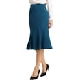 thumbnail image 4 of INSPIRE CHIC Women's High Waist Flare Hem Elegant Work Midi Fishtail Skirt XS Peacock Blue, 4 of 6