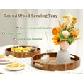 thumbnail image 2 of Round Wood Serving Trays Set of 2, Ottoman Tray Rustic Acacia Wooden Trays with Handles, Nesting Circle Tray with 4 Coasters for Coffee Table Living Room Bathroom Bedroom Party, 2 of 17