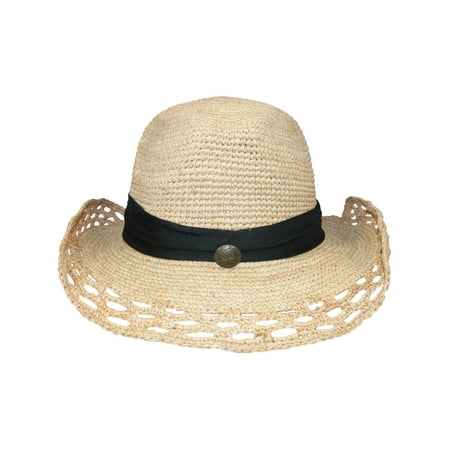 Shapeable Straw - Women's Shapeable Raffia Straw Hat with Open Weave Pattern