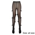 thumbnail image 4 of Byfri Polyester Bow Embroidered Sheer Tights Black Kawaii High Waist One Size, 4 of 7