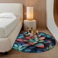 thumbnail image 3 of Teal Red Ombre Succulent 3ft Area Rug, Abstract Art Botanical Washable Non-Slip Small Round Rugs for Entryway Bedroom Kitchen, Soft Circle Carpet for Dining Room, Playroom Nursery Rug, 3 of 9