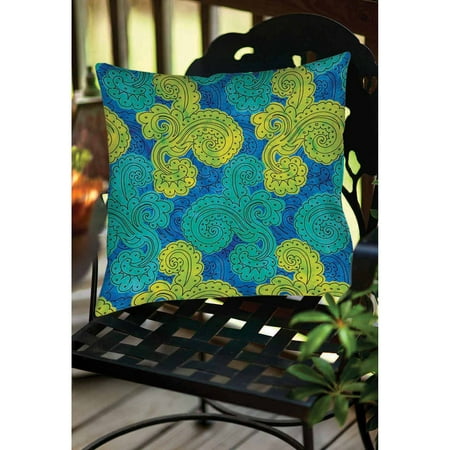 Royal Blue Paisley - Thumbprintz Funky Florals Paisley Royal Blue Indoor/Outdoor Pillow