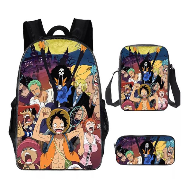 Sac à Dos une Pièce 3 Pcs Luffy Zoro Sac d'École 1
