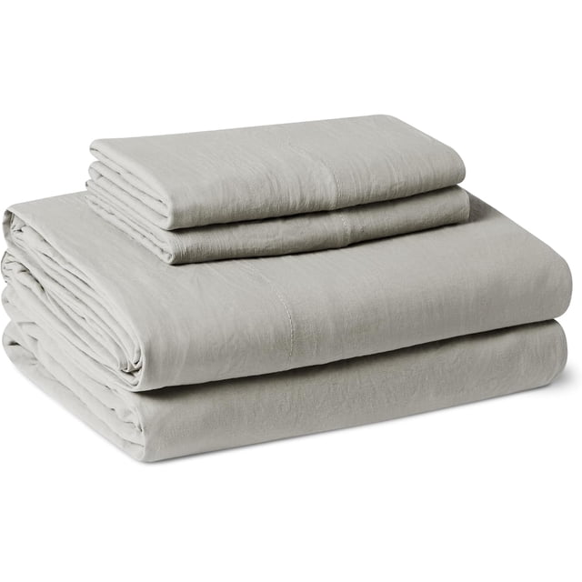 Brushed Microfiber Sheet Set, Extra Soft with Natural Texture, 4-Piece, Queen, Grey