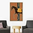 thumbnail image 3 of IDEA4WALL Framed Canvas Print Mid-Century Modern Gold Saddle Horse Animals Funny Wall Art Preppy Room Decor Bohemian Colorful Relax/Zen Artwork - Natural 16"x24", 3 of 5