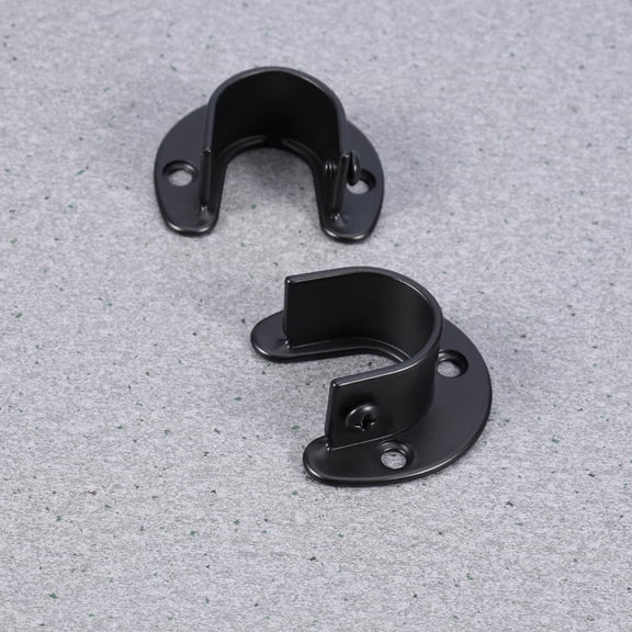 STOBOK 2PCS Closet Pole Bracket Heavy Duty Design in Black Stainless Steel for Indoor Use