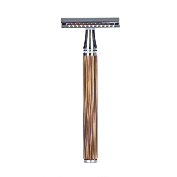 Maquinilla de afeitar de seguridad para afeitado en húmedo fabricada en madera de nogal para un afeitado en húmedo sin plástico, suave con la piel y respetuoso con el medio ambiente I