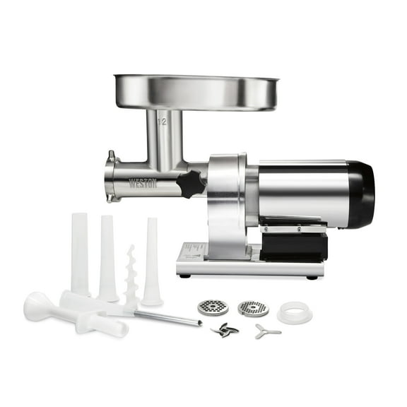 Weston Butcher Series Electric Meat Grinder & Sausage Stuffer, Commercial Grade, 0.75 HP, 9 lbs per minute, Stainless Steel