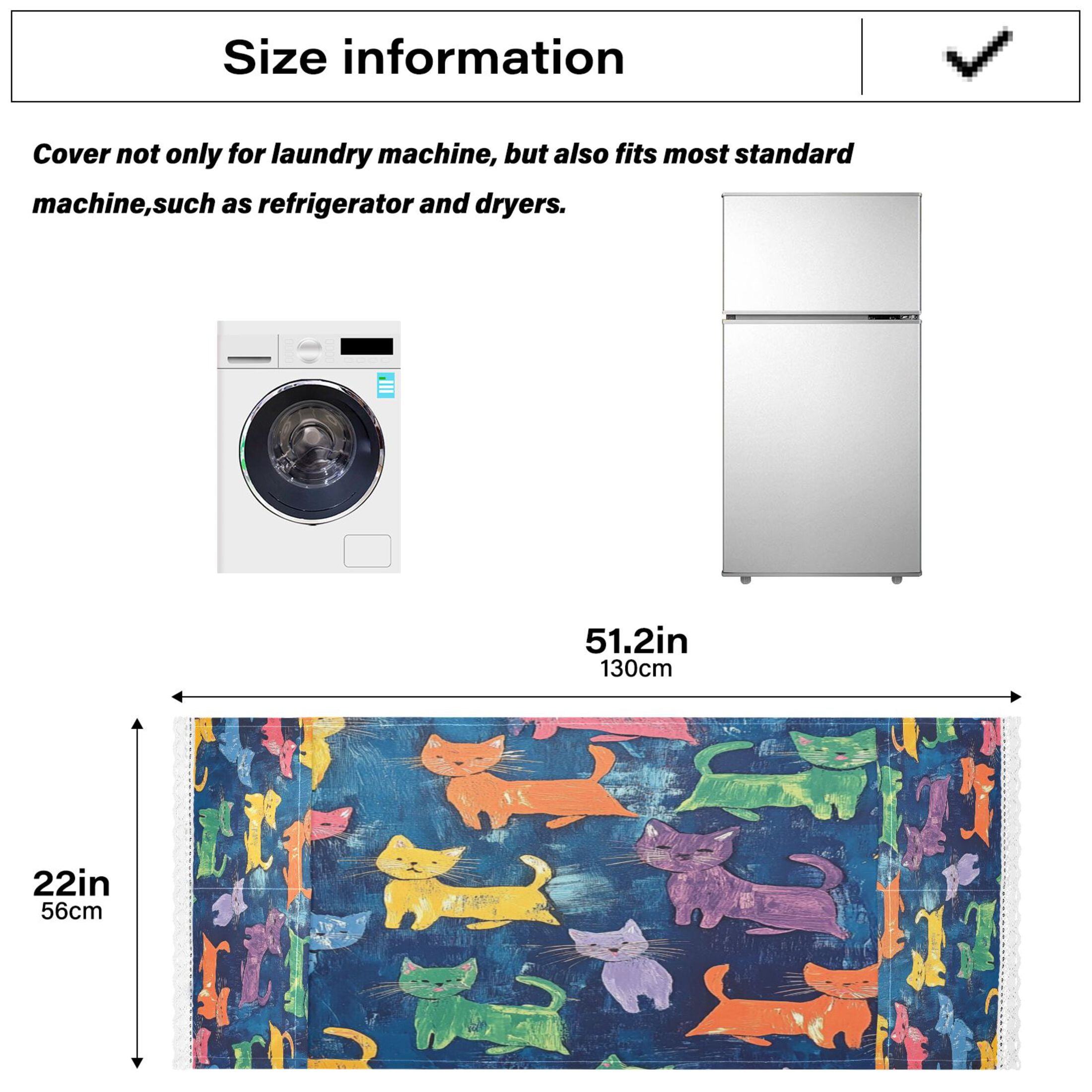 Colorful CatsWasher and Dryer Covers Dust-Proof and Oil Resistant Fridge Cover with 4 Storage Pockets Washing Machine Top Cover for Laundry Kitchen Home 51.2 x 22 In