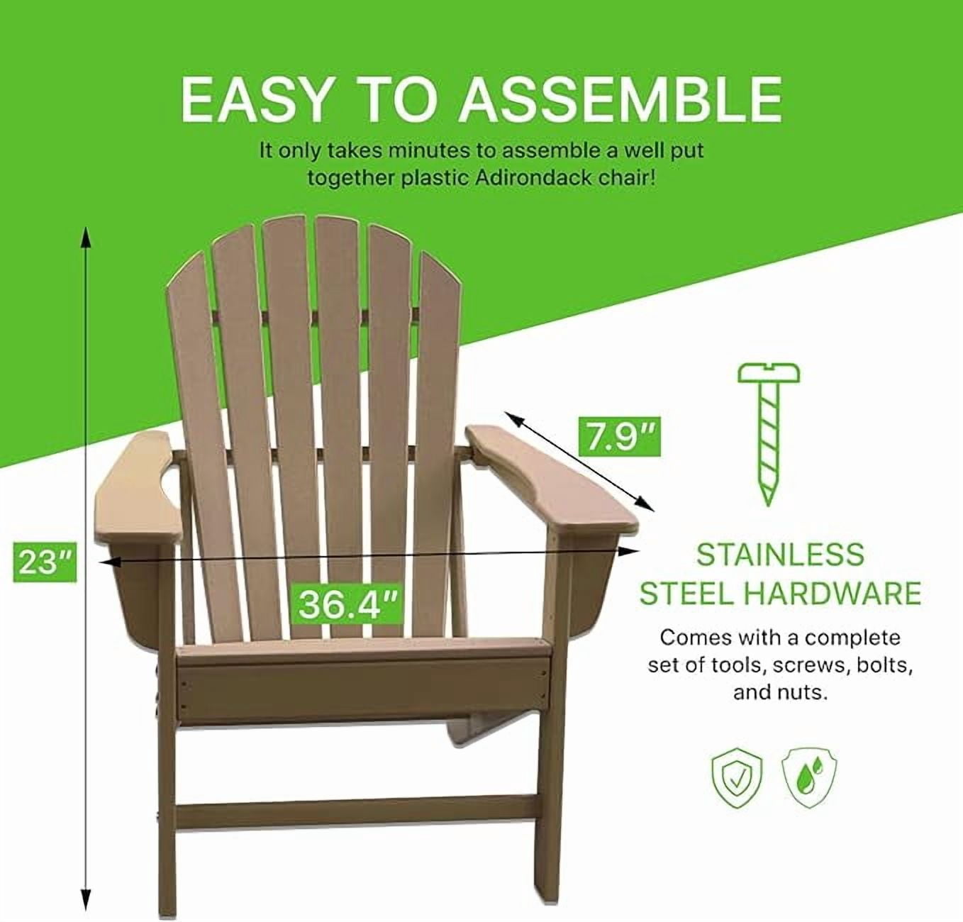 NewTechWood Atlantic Classic Curveback Antique Plastic Outdoor Patio Adirondack Chair