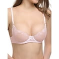 thumbnail image 6 of Deyllo Women's Sexy Lace Bras Push Up 1/2 Half Cup Non-Padded See Through Underwire Demi Valentines Bra, Pink 34A, 6 of 7