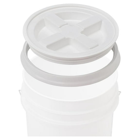 Premium 5 Gallon BPA Free Food Grade Bucket with Lid, HDPE, White