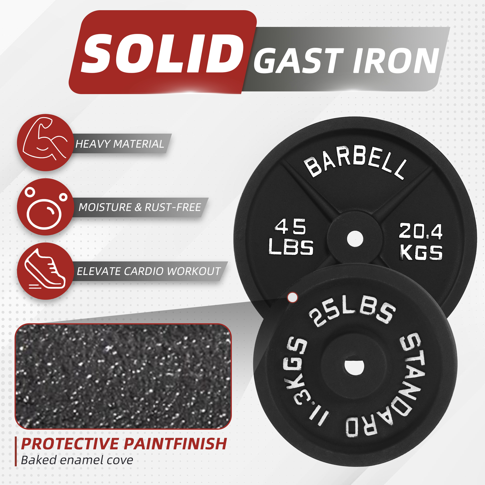 BalanceFrom 140 lbs Fitness Set, 5-Foot Standard Barbell (10 lbs) With Star Lock, Cast Iron Weight Stack (140 lbs), Suitable For A Variety Of Training, Suitable For Home and Professional Gym