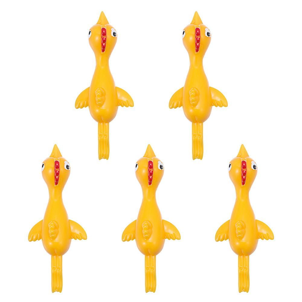 120PCS Practical Fun TPR Joke Toys Sticky Flying Rubber Chicken Kids