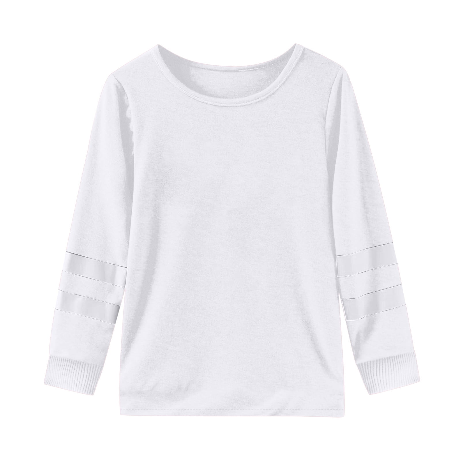 WEIYLL T-Shirt Fille Manches Longues Poignets Col Ras du Cou Patchwork Chaud Doux Hauts de Sortie pour 3-4 Ans