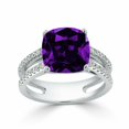 thumbnail image 3 of HeartsAndYou 3ct Natural Purple Amethyst Dual Band Engagement Ring 100% 14k SOLID White Gold, 3 of 9