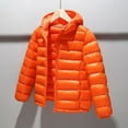 thumbnail image 2 of Alvivi Boys Girls Winter Coat Lightweight Down Puffer Jacket Long Sleeve Hodded Windbreaker Outwear Orange 7-8, 2 of 4