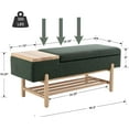 thumbnail image 2 of CIMOTA Entryway Storage  for Bedroom Upholstered End of Bed Ottoman  with Wood Shoe Storage/Coffee Table for Living Room/Hallway/Under Window, 46.5 Inches, Linen Green, 2 of 7