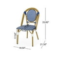 thumbnail image 3 of Chaises Bistro Françaises d'Extérieur (Ensemble de 2), Bleu + Blanc + Finition Imprimé Bambou, 3 of 6